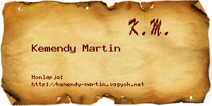 Kemendy Martin névjegykártya